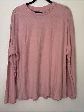 Men's Long-Sleeve Crew Neck Shirt — Dusty Pink boxy fit Size Medium